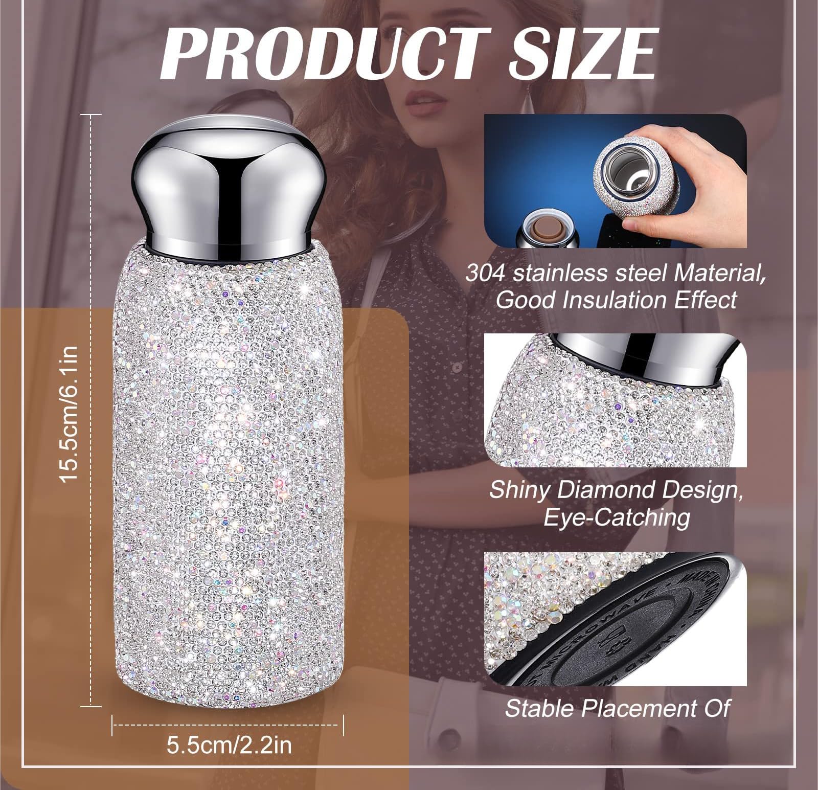 Amazon｜zimumoda ダイヤモンド魔法瓶 水筒 キラキラカップ ステンレス